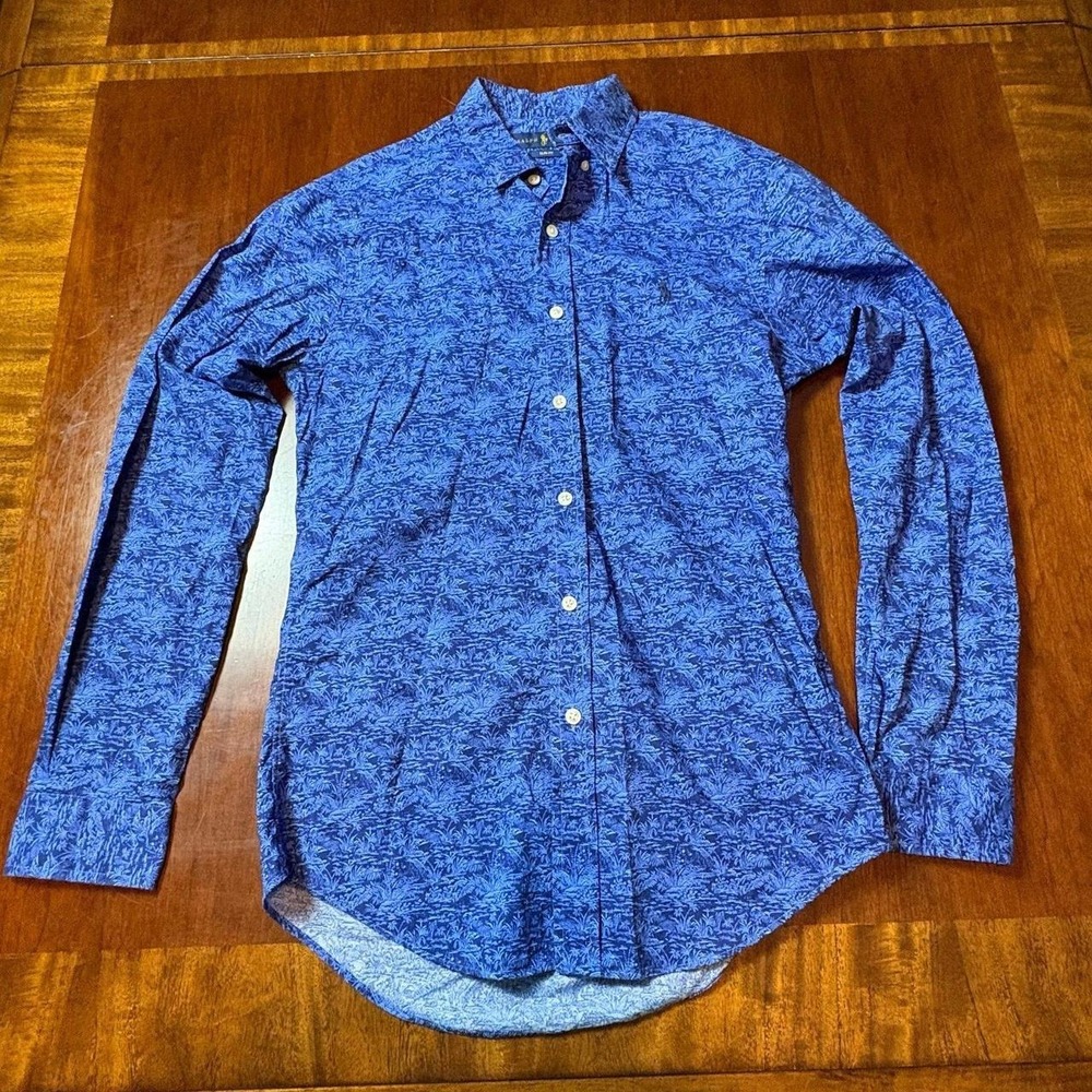 Ralph Lauren‎ Slim Fit Blue Tropical Print Button Up Shirt SP